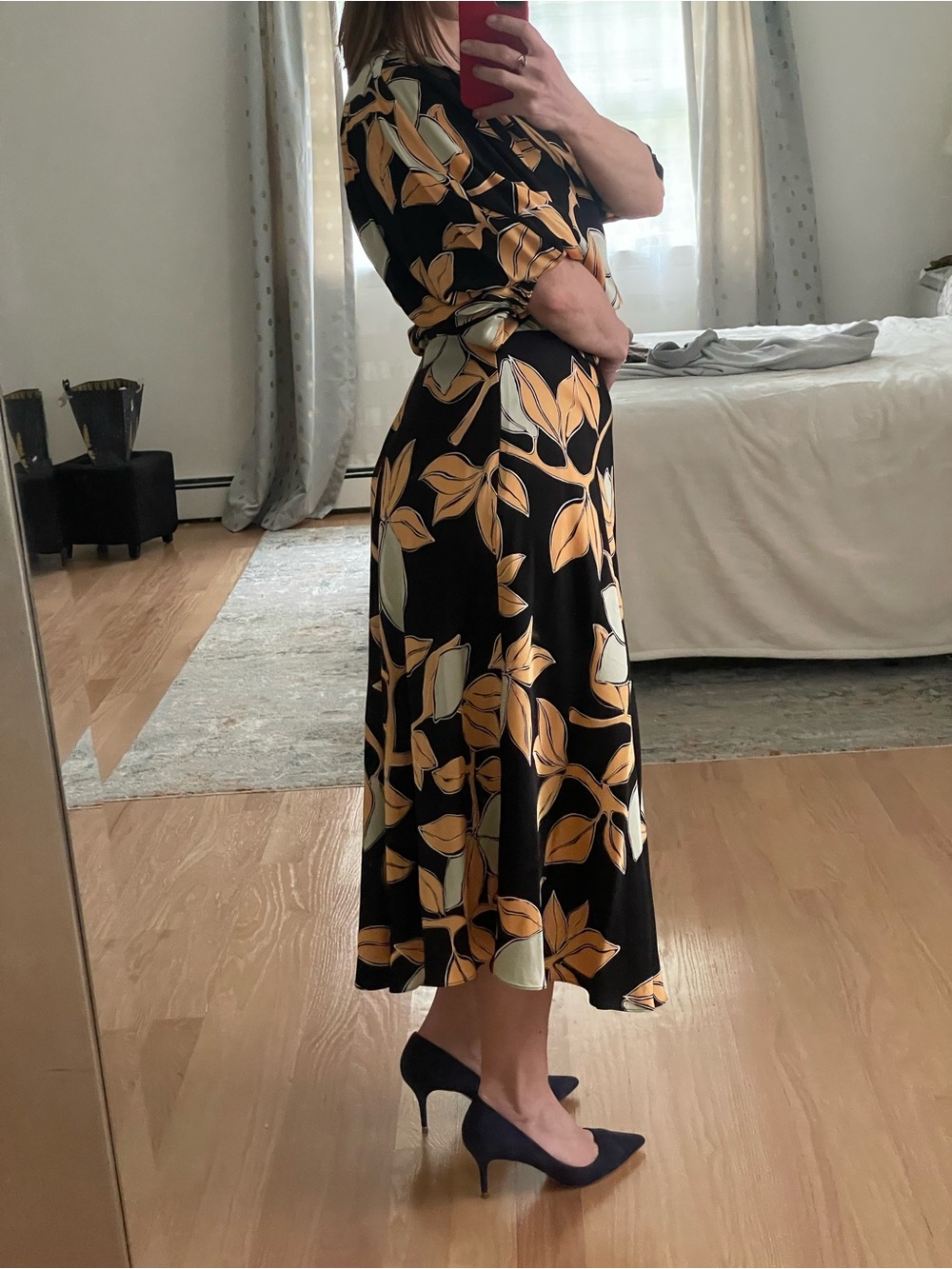 Stine Goya black yellow midi dress